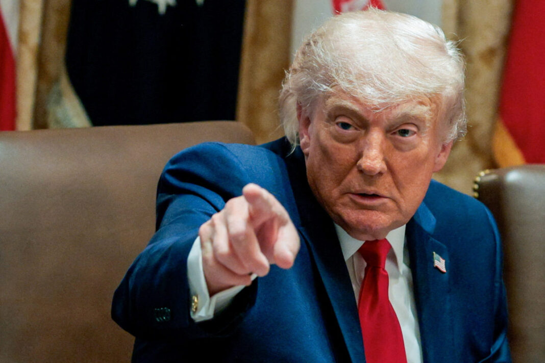 U.S. President Donald Trump participates in a cabinet meeting, at the White House